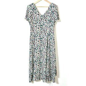 Vtg 90s Caren Desiree Floral Maxi Dress Sz XL Flutter Sleeve Princess Seam Fairy